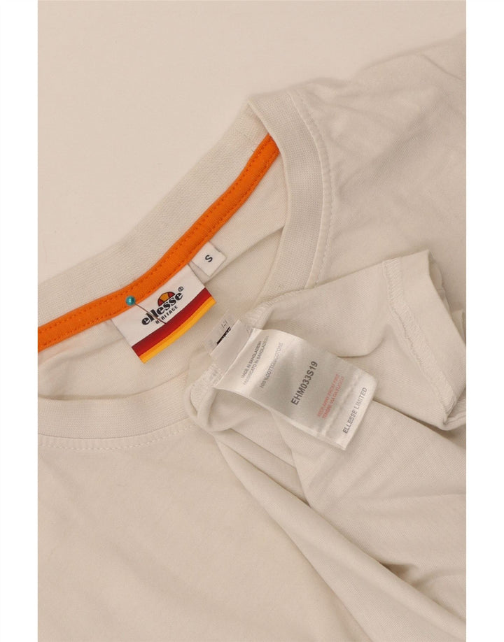 Ellesse Herren Heritage Graphic T-Shirt Top Small aus weißer Baumwolle