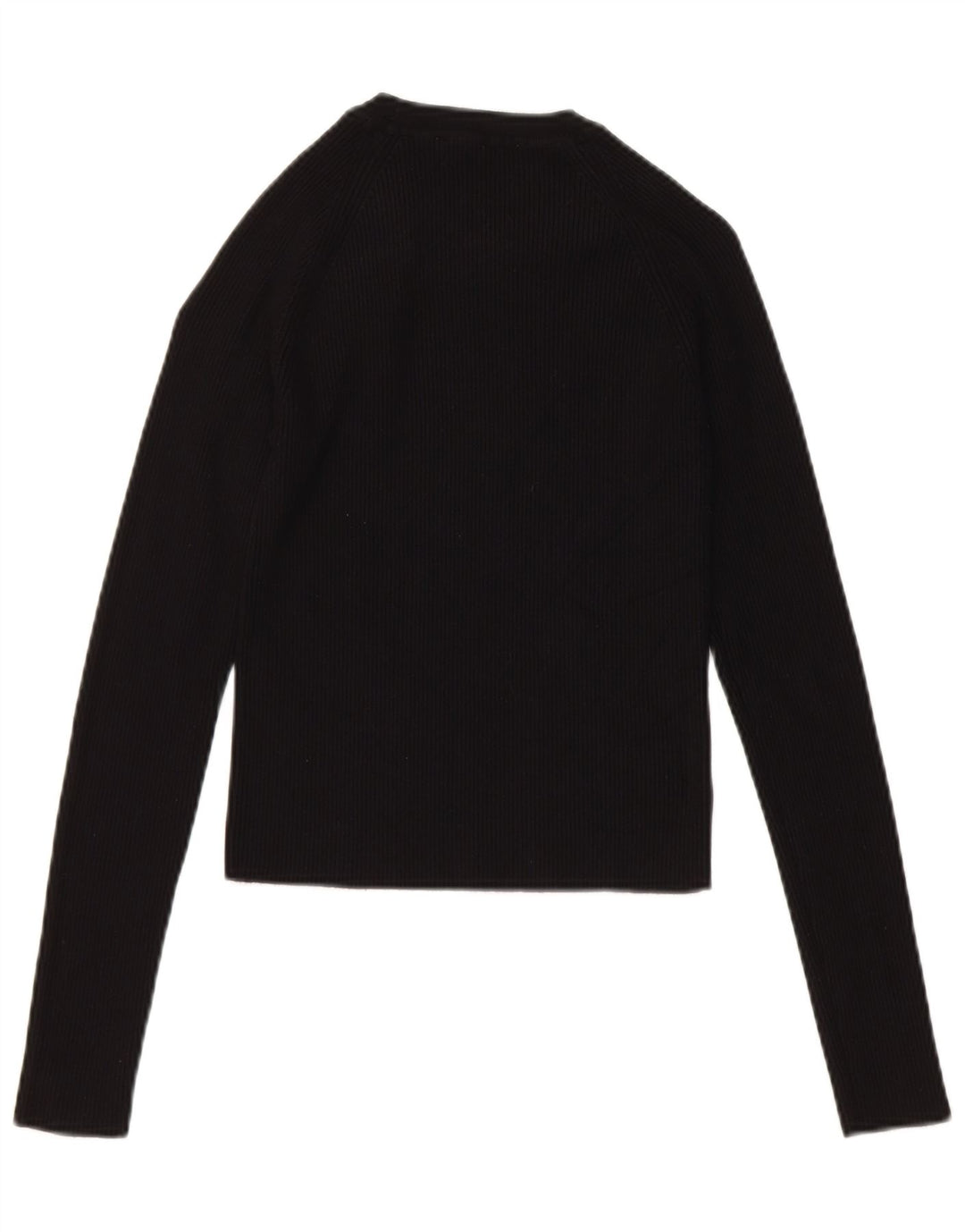 Zara Damen Crop Top Langarm UK 14 Große schwarze Viskose