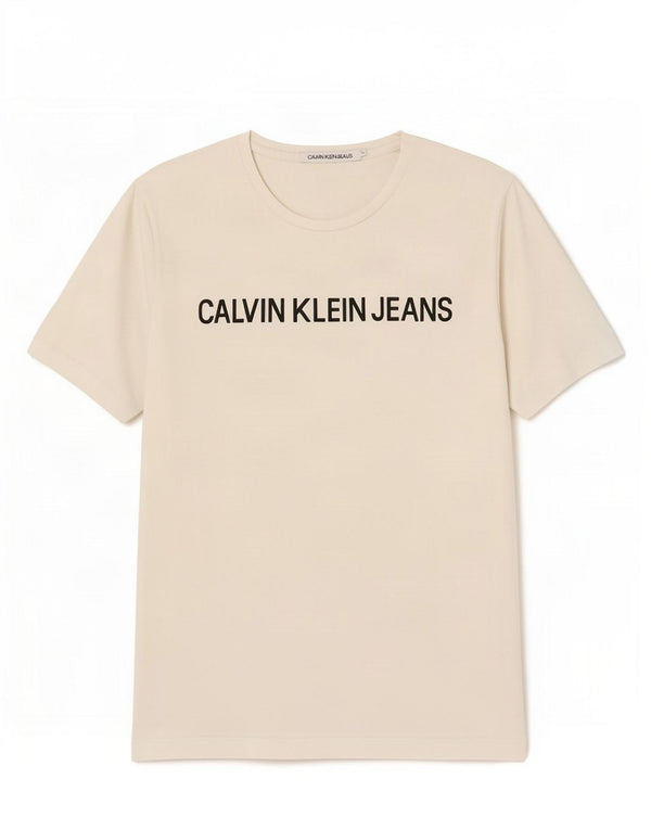 Calvin Klein Jeans Herren-T-Shirt mit Grafik, Größe L, aus weißer Baumwolle