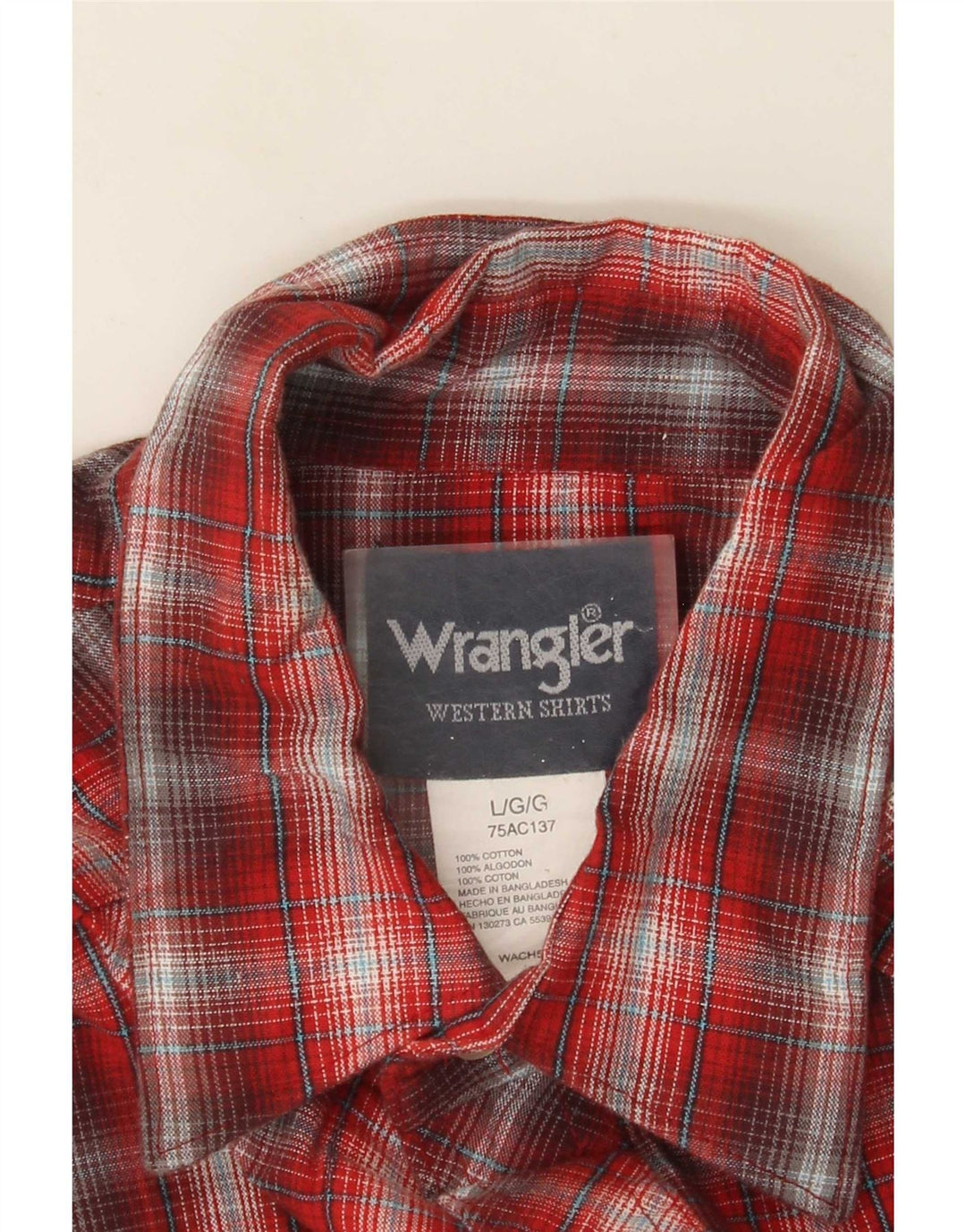 Wrangler Herren-Western-Flanellhemd, groß, rot kariert, Baumwolle