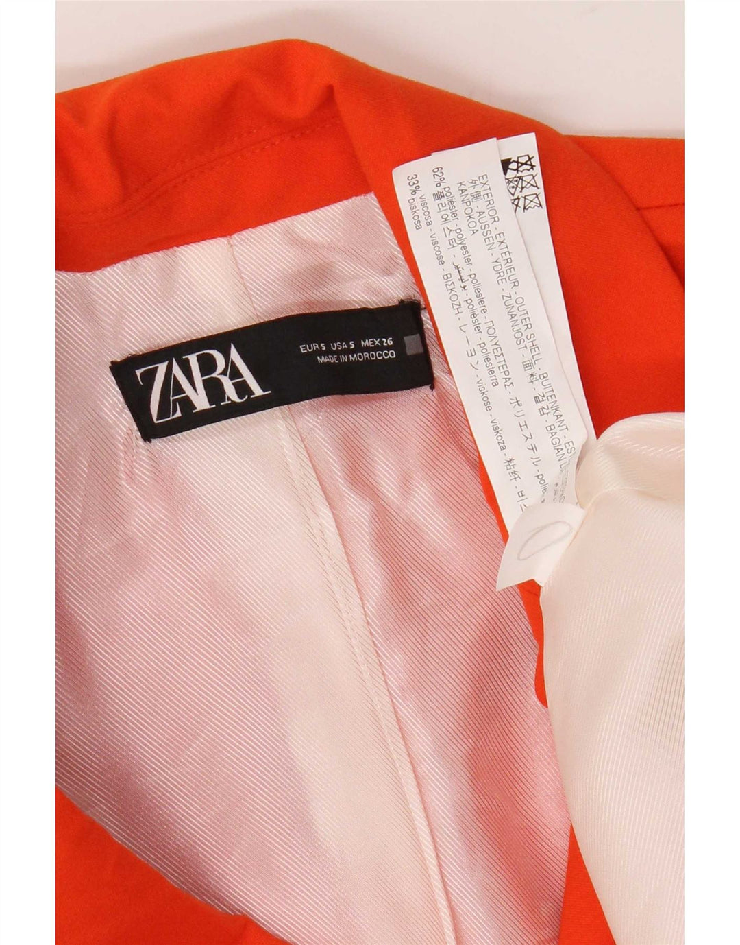 Zara Damen Longline Weste UK 10 Small Orange Polyester
