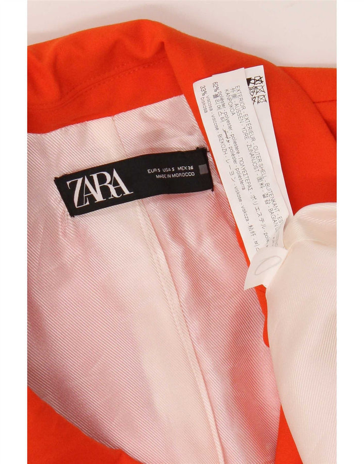 Zara Damen Longline Weste UK 10 Small Orange Polyester