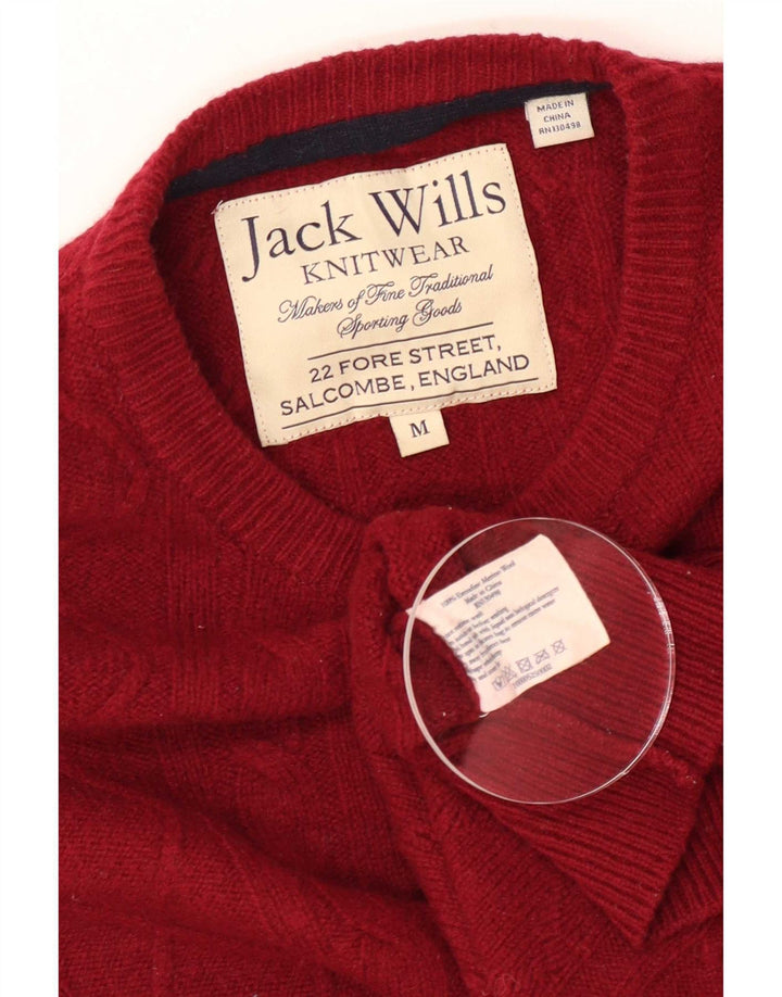 Jack Wills Herren-Pullover mit Rundhalsausschnitt, mittlerer kastanienbrauner Merinowolle