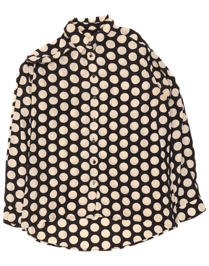Michael Kors Damen Longline-Übergroßes Hemd UK 10 Small Black Polka Dot