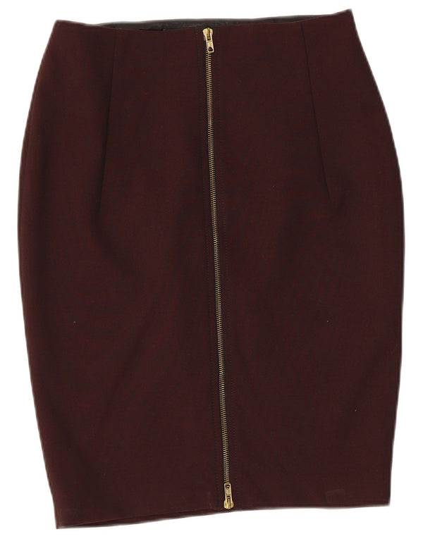 Zara Damen Bleistiftrock Medium W28 Kastanienbraune Viskose