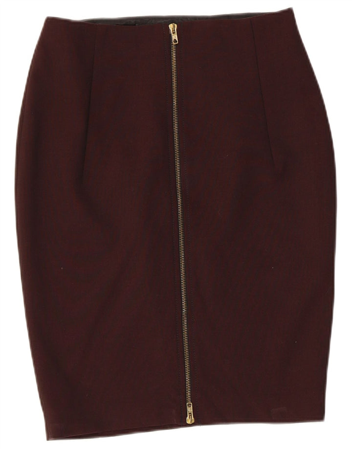 Zara Damen Bleistiftrock Medium W28 Kastanienbraune Viskose
