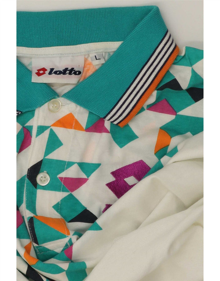 Lotto Herren-Poloshirt, groß, weiß, geometrisch