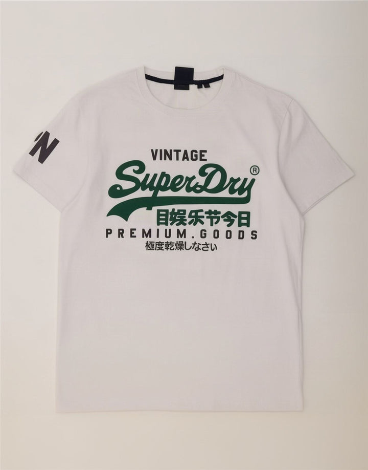Superdry Herren Grafik-T-Shirt-Oberteil XL aus weißer Baumwolle