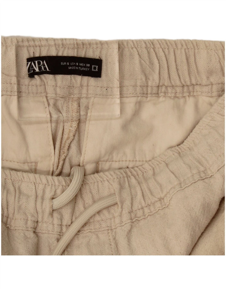 Zara Damen Crop Jogger Cargohose Small W30 L25 Off White