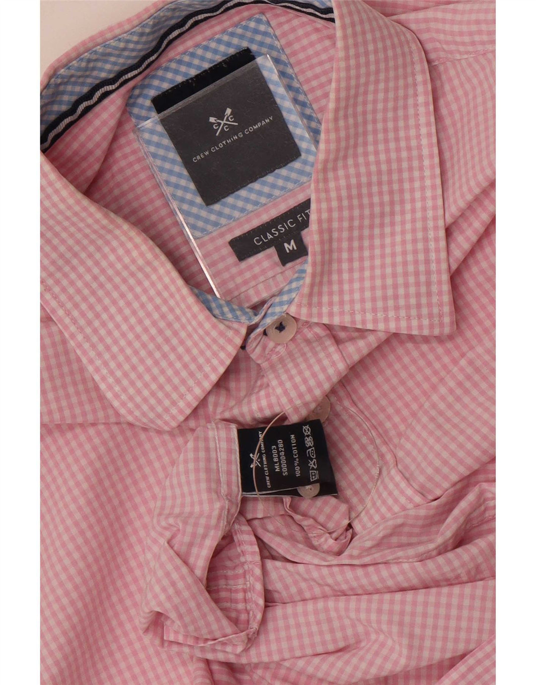 Crew Clothing Herren-Hemd mit klassischer Passform, mittelrosa Gingham-Baumwolle