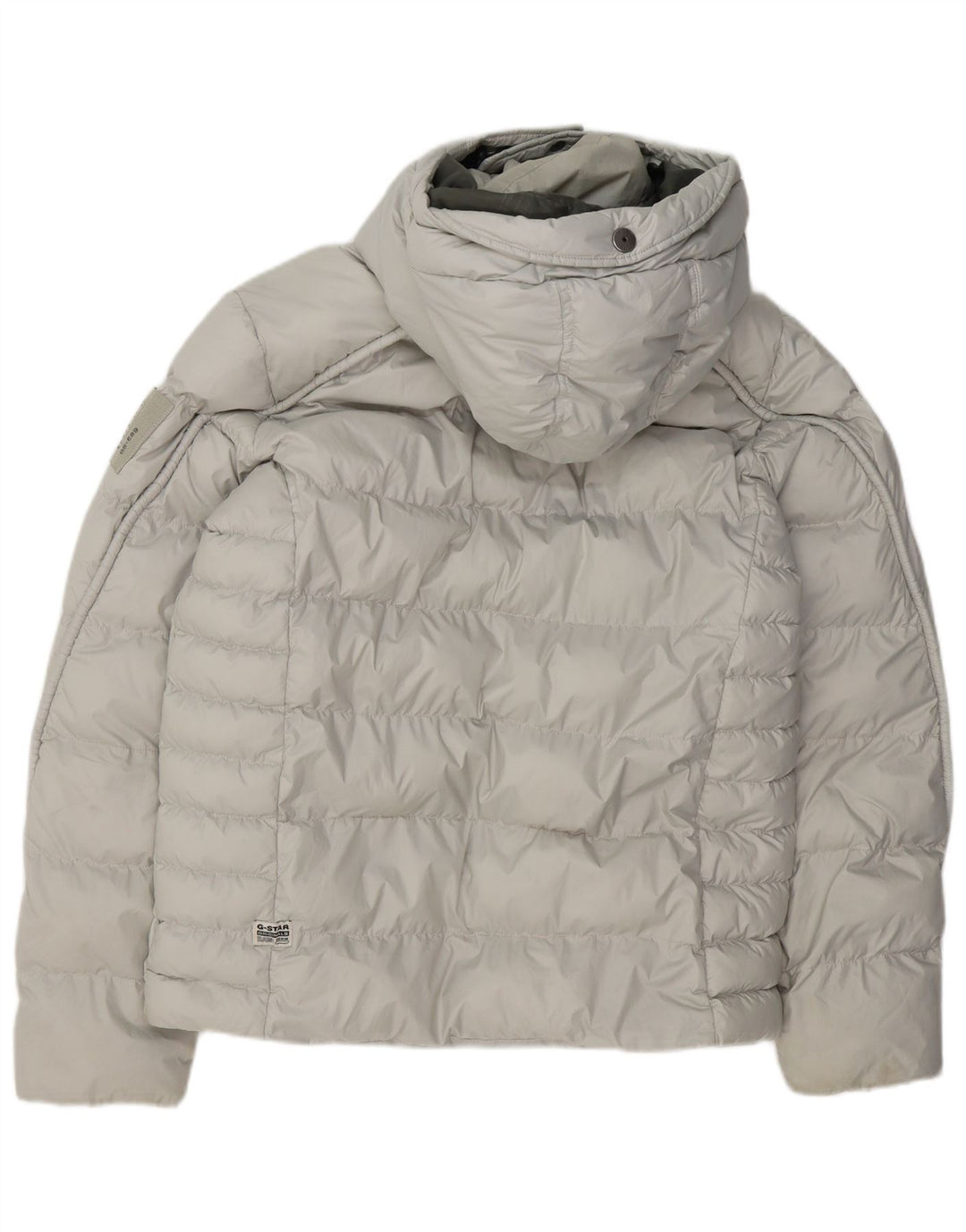 G-STAR Wattierte Herrenjacke mit Kapuze, UK 38, mittelgraues Polyester