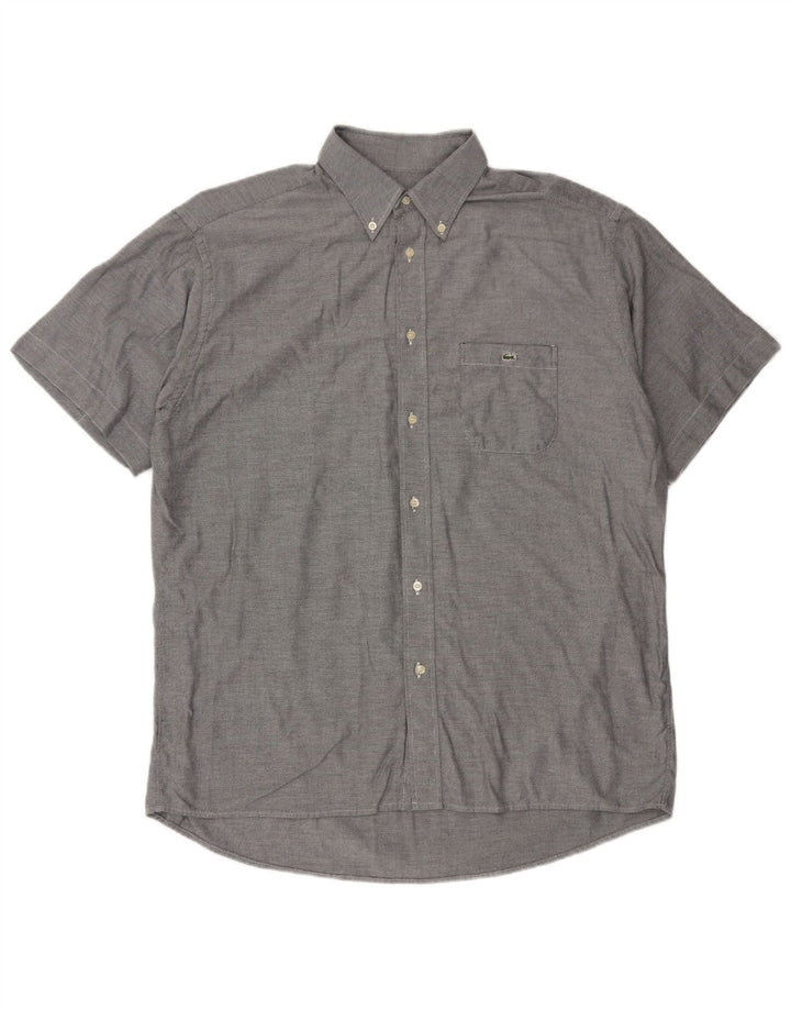 Lacoste Herren-Kurzarmhemd, Größe 41, groß, grau meliert