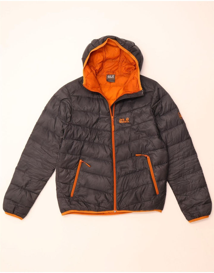 JACK WOLFSKIN Wattierte Herrenjacke mit Kapuze, UK 34, Small, Grau, Polyamid