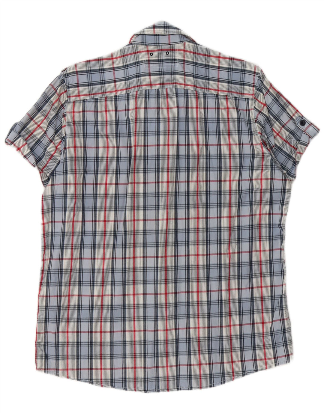 BRUGI Herren-Kurzarmhemd XL aus blauer Gingham-Baumwolle