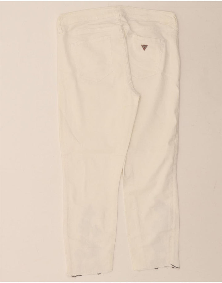GUESS Womens Cropped Jeans W32 L23 White Floral Vintage Guess and Second-Hand Guess from Messina Hembry 