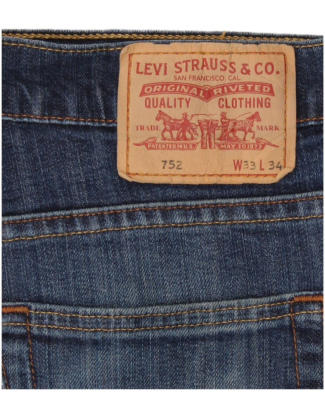 Levi's Damen 752 Straight Jeans W33 L31 Blaue Baumwolle