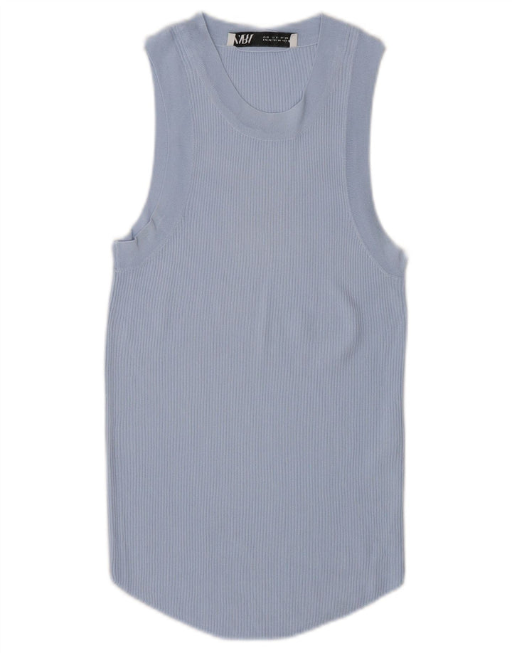 Zara Damen Weste Top UK 12 Mittelblaue Viskose