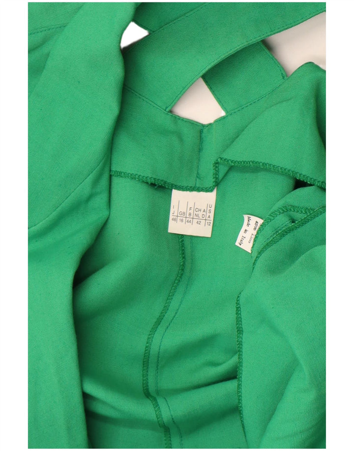 Vintage Damen Kurzärmelige 1-Knopf-Blazerjacke UK 16 Groß Grün