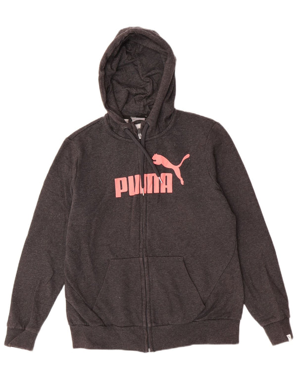 Puma Damen Graphic Zip Hoodie Pullover UK 14 Large Grau