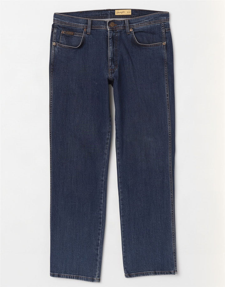 Wrangler Herren Utah Straight Jeans W38 L32 Blaue Baumwolle