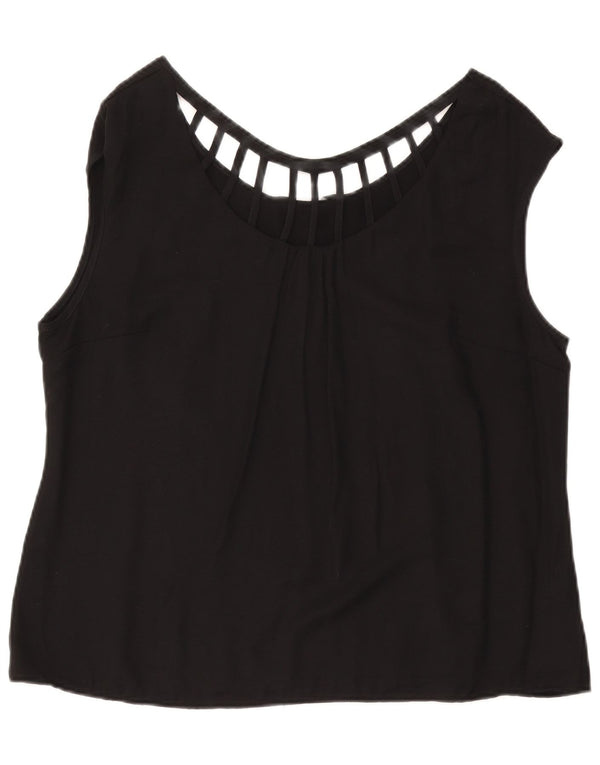 LAURA ASHLEY Ärmelloses Damen-Blusenoberteil UK 18 XL Schwarze Viskose