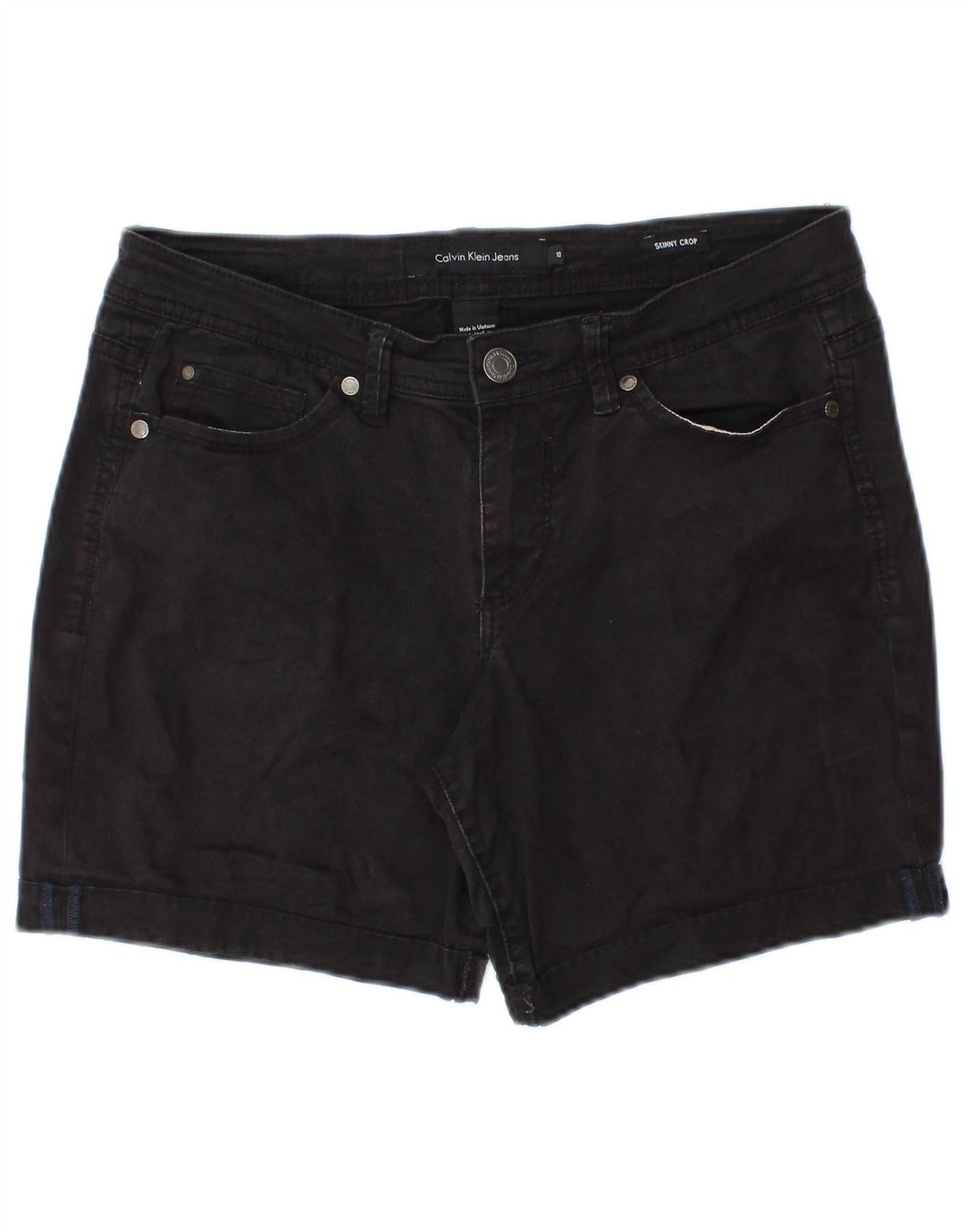 CALVIN KLEIN Damen Mid Rise Denim Shorts US 10 Large W30 Schwarze Baumwolle