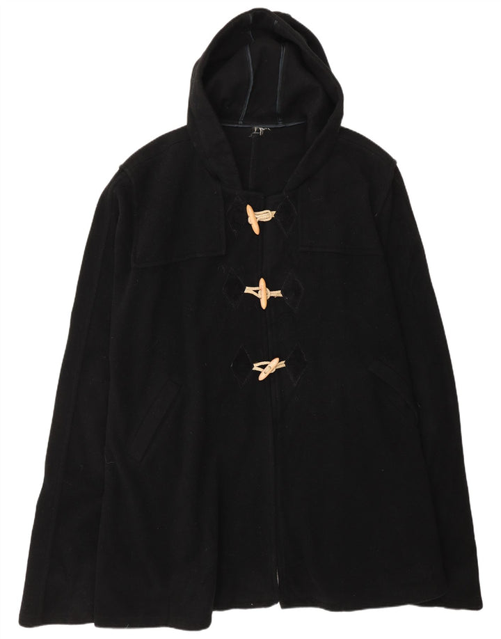 Vintage Damen Poncho-Mantel mit Kapuze, Einheitsgröße, Schwarz
