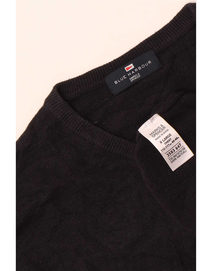 Marks & Spencer Herren Blue Harbor V-Ausschnitt Pullover Pullover XL Marineblau