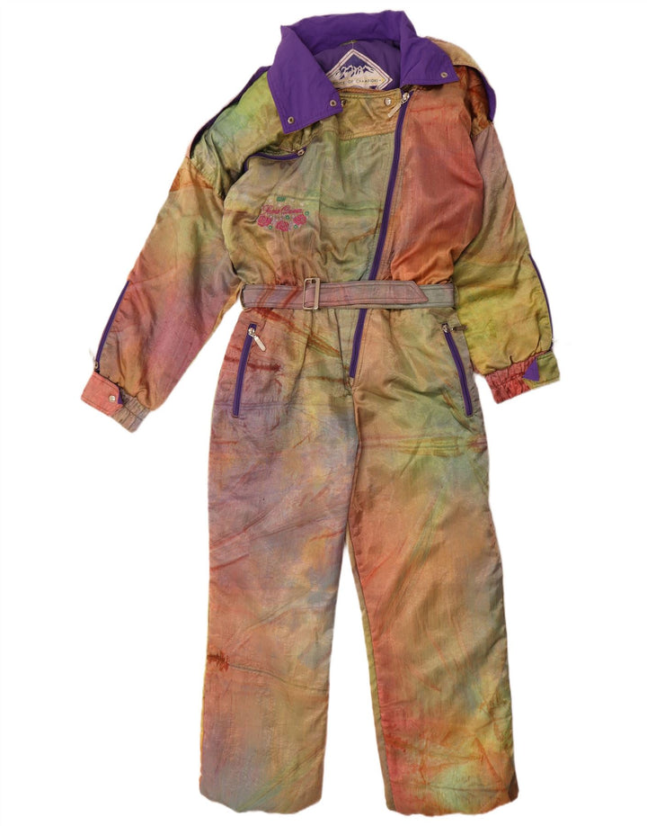 Vintage Damen Skioverall in Übergröße, EU 42, groß, mehrfarbig, Batikfärbung