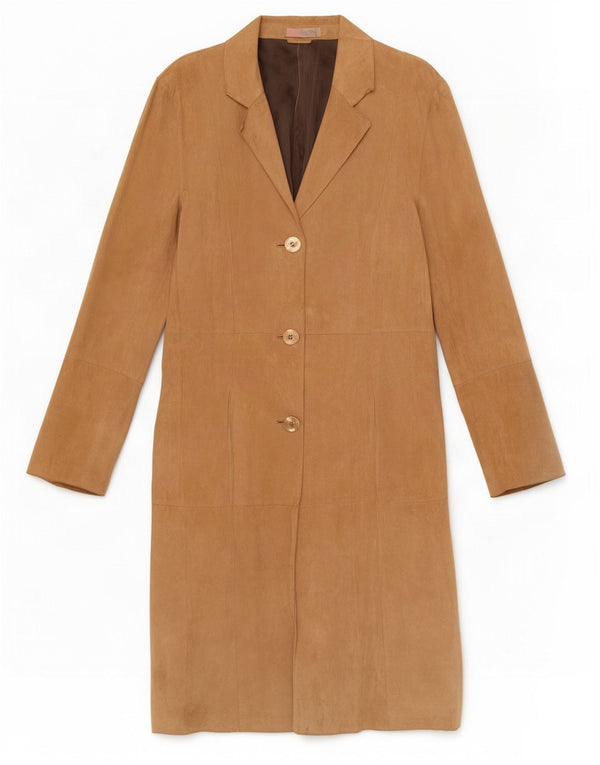 Vintage Damen Wildledermantel UK 12 Medium Beige