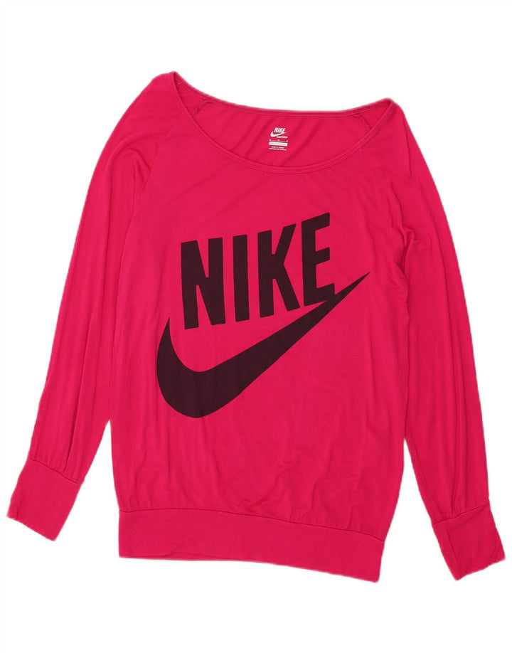 Nike Womens Graphic Top Langarm UK 14 Mittelrosa Viskose