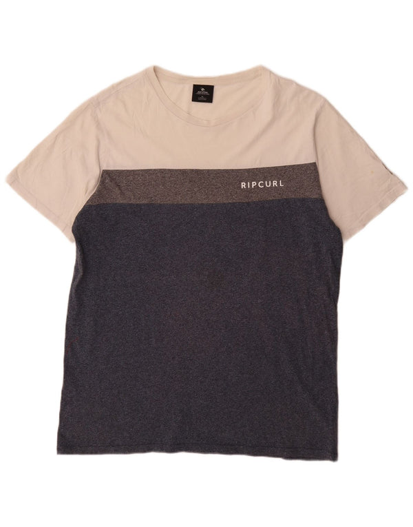 Rip Curl Mens Standard Fit T-Shirt Top XL Navy Blue Colourblock Cotton