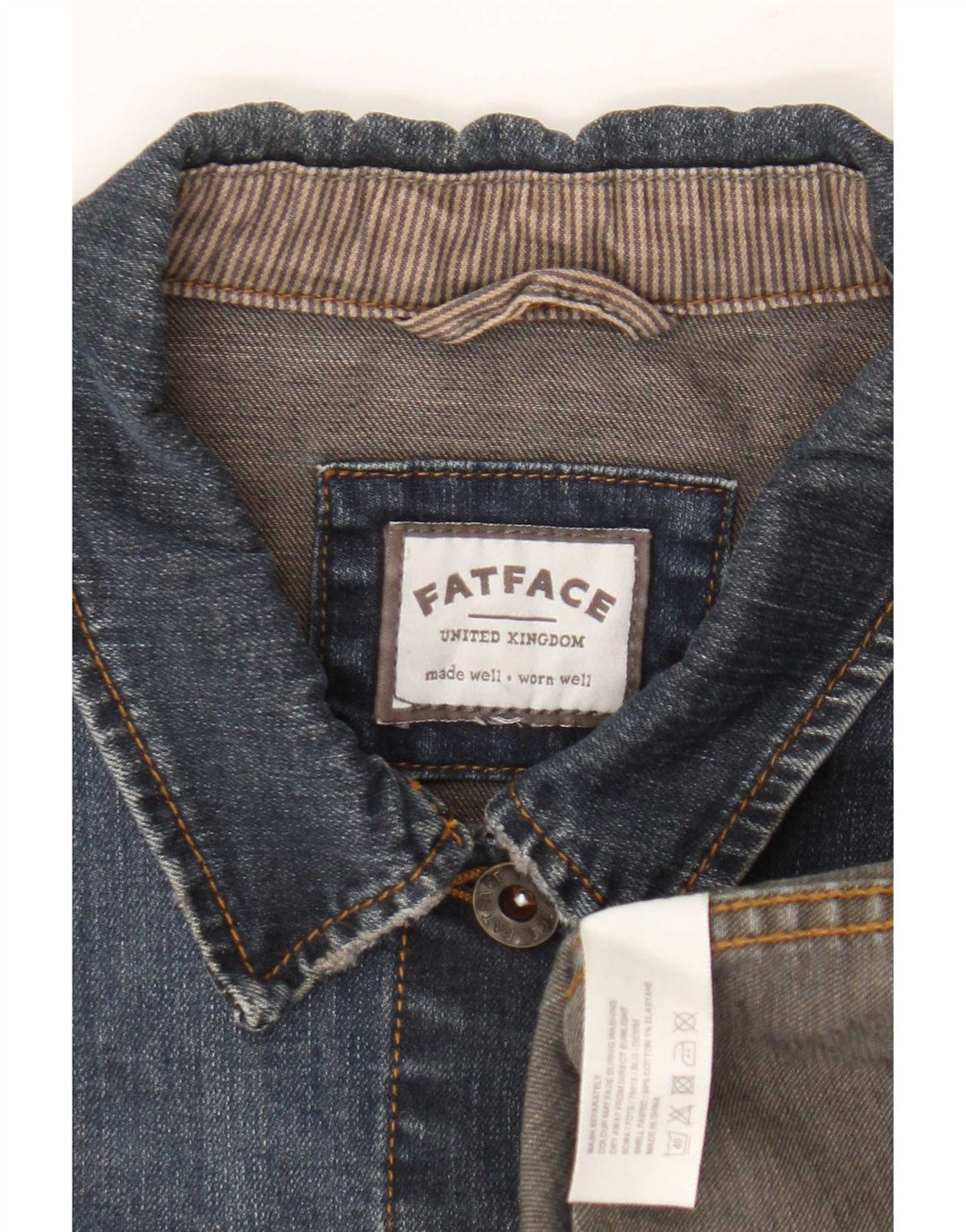 Fat Face Damen Jeansjacke UK 14 Mittelblaue Baumwolle