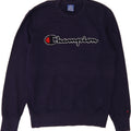 CHAMPION Womens Graphic Sweatshirt Jumper UK 14 Medium Navy Blue Cotton Vintage Champion and Second-Hand Champion from Messina Hembry 