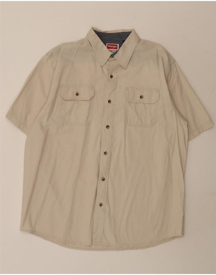 WRANGLER Herren-Kurzarmhemd, groß, beige, Baumwolle