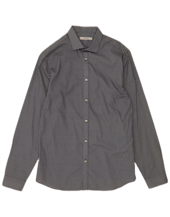 Jack & Jones Herrenhemd Größe 40 Mittelmarineblaue geometrische Baumwolle