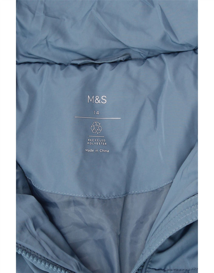Marks & Spencer Damen Wattierte Jacke UK 14 Large Blau Polyester