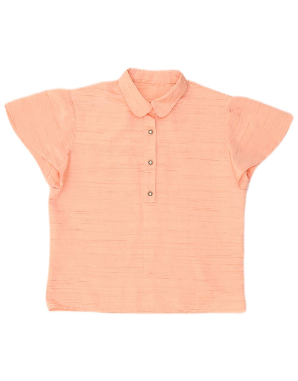 Vintage Damen Crop Poloshirt UK 12 Mittelrosa meliert