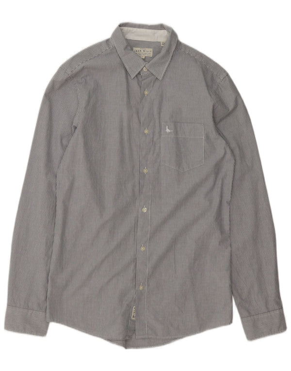 Jack Wills Herren-Hemd mit klassischer Passform, kleine graue Nadelstreifen-Baumwolle