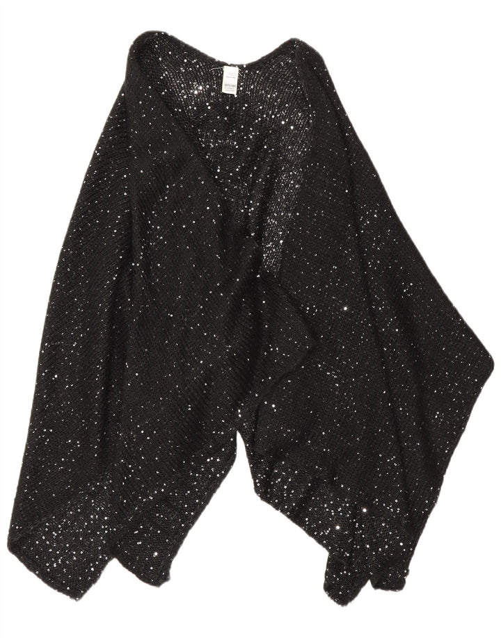 Marks & Spencer Poncho-Pullover für Damen, Einheitsgröße, schwarz geflecktes Acryl
