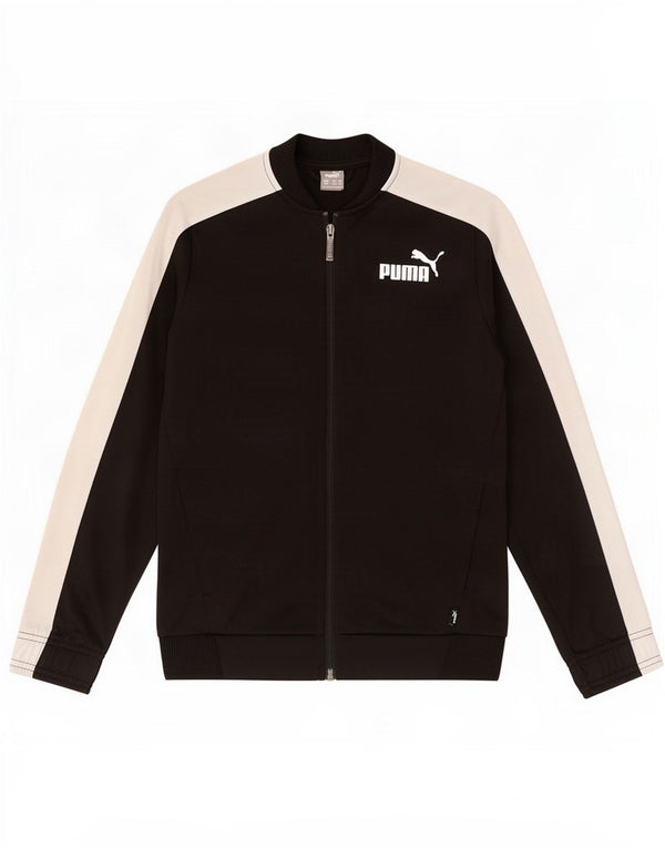 Puma Jungen-Trainingsanzug-Top-Jacke, 11–12 Jahre, schwarzes Farbblock-Polyester