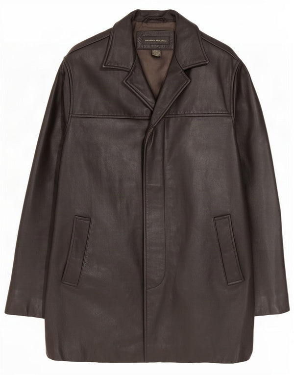 Banana Republic Herren Ledermantel UK 38 Medium Schwarz