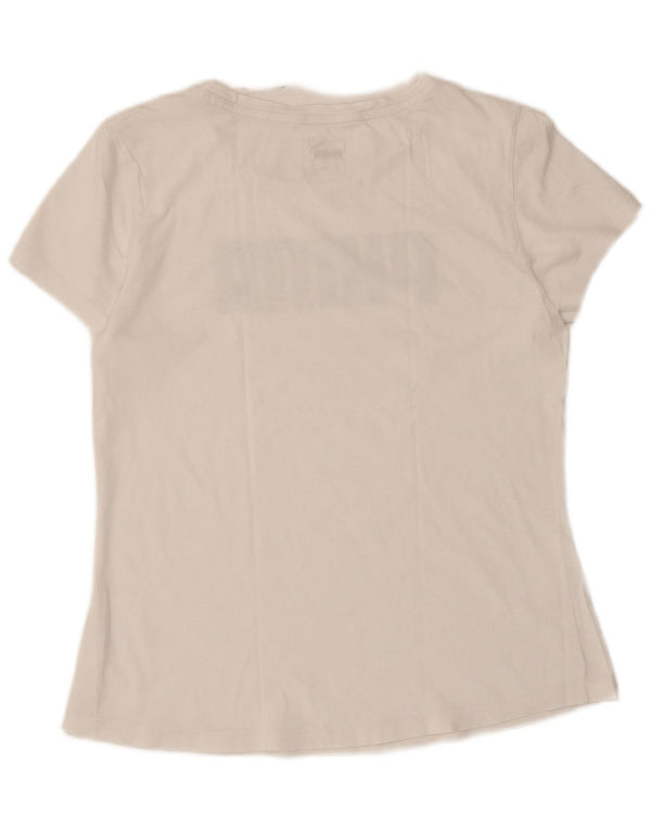 Puma Damen Graphic T-Shirt Top UK 12 Medium Weiß