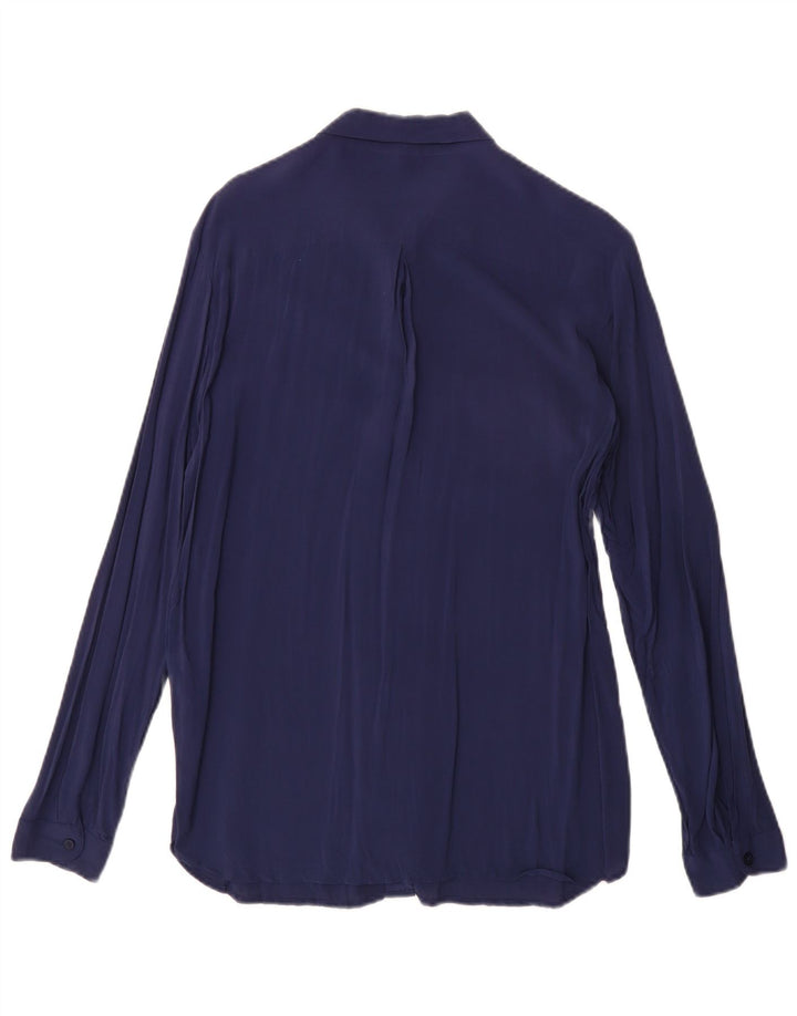 BENETTON Damen-Hemd UK 12 Mittelmarineblaue Viskose