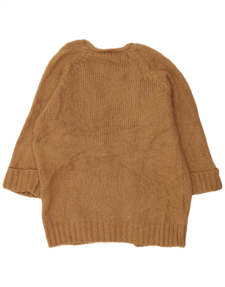 ZARA Damen-Strickjacke, übergroß, lang geschnitten, offen, Gr. 10, Größe S, Braun