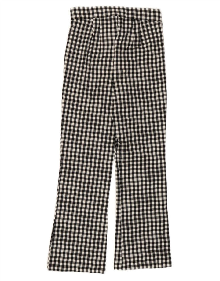 Zara Damen Bootcut Freizeithose Small W26 L25 Schwarz Gingham Viskose