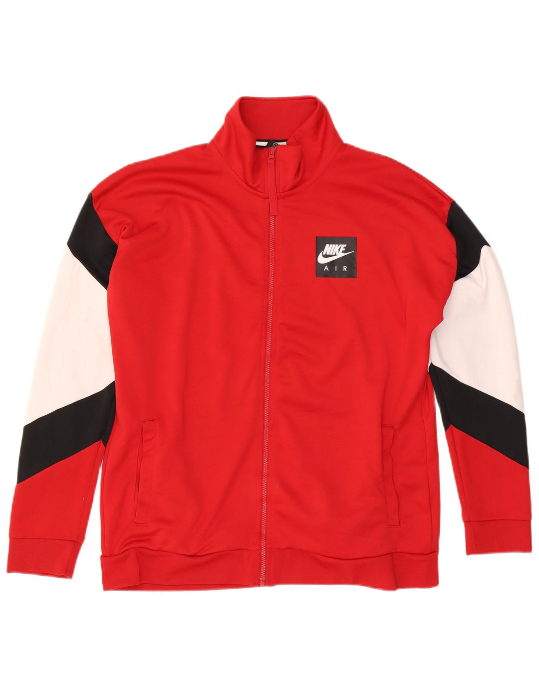 Nike Herren-Trainingsanzug-Oberteil, Jacke, groß, rotes Farbblock-Polyester