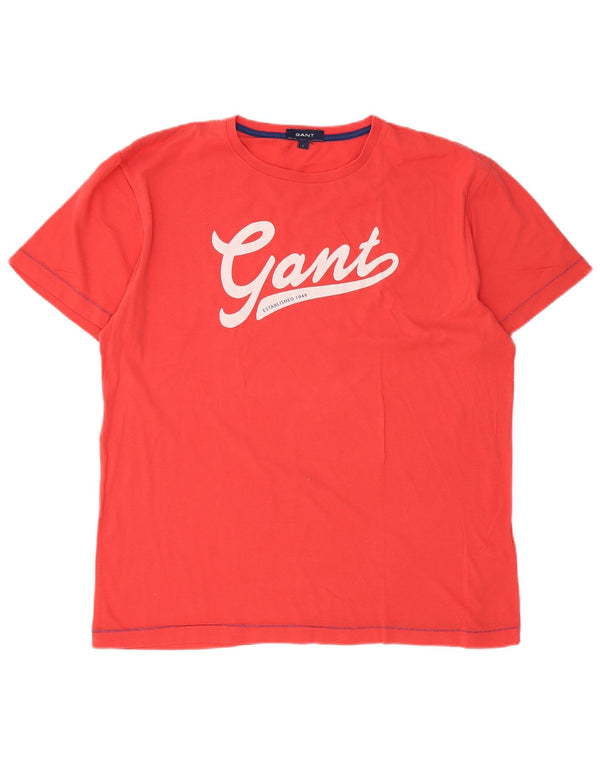 Gant Herren-T-Shirt mit Grafik, Größe L, aus roter Baumwolle