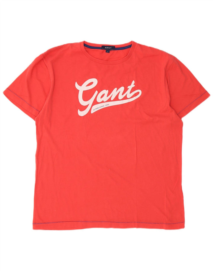 Gant Herren-T-Shirt mit Grafik, Größe L, aus roter Baumwolle