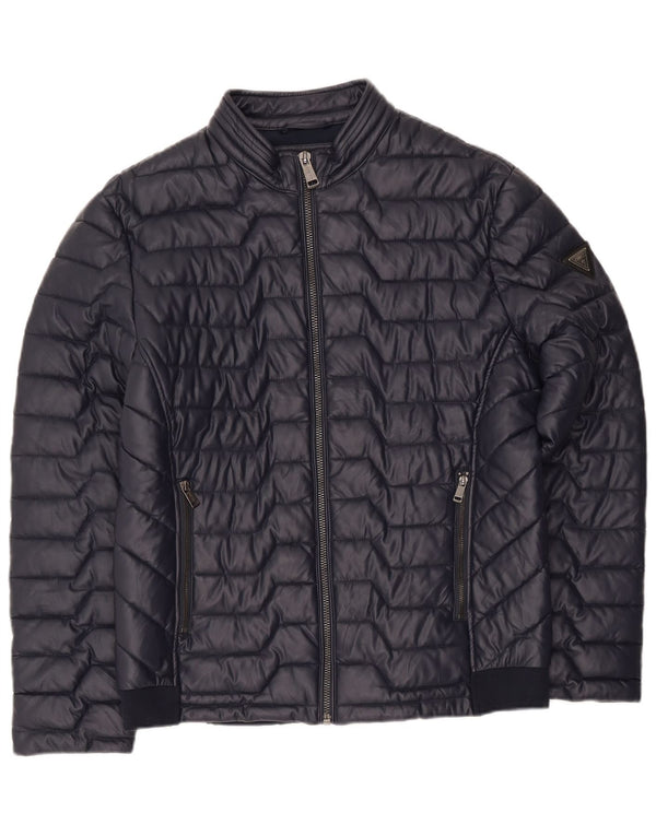 Guess Herren Wattierte Jacke UK 42 XL Marineblau Polyester
